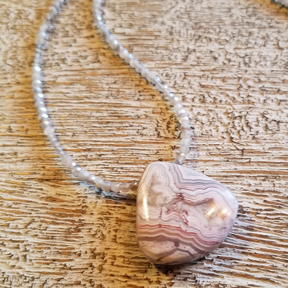 Crazy lace rosetta stone agate gemstone necklace